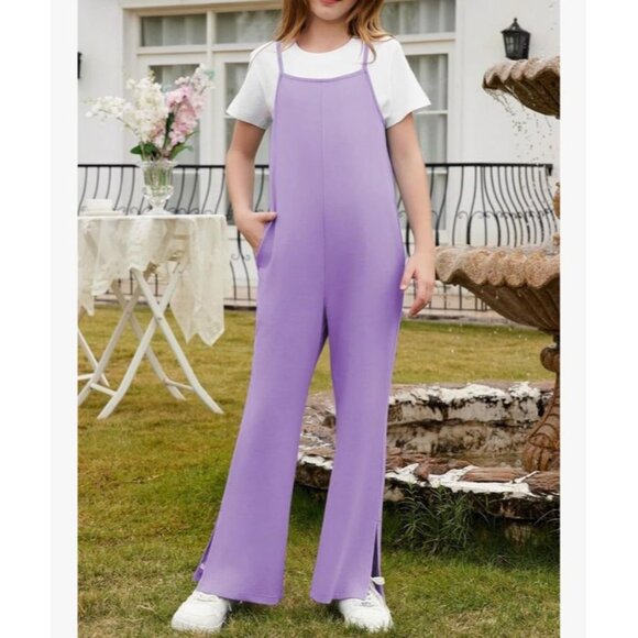 Girls 2025 Fashion Sleeveless Jumpsuit Kids Strap Pockets Romper Size 12-13 Yrs - Picture 2 of 11